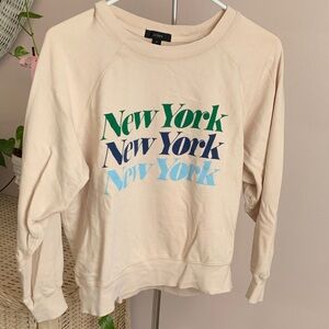 J. Crew Cream Sweatshirt with Green, Blue, and Light Blue Print